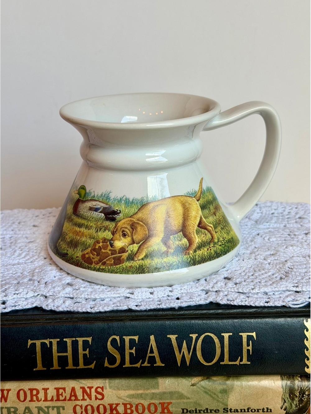Vintage G.E. Peterson Hunting Dog Duck Ceramic Mug Retriever Sporting